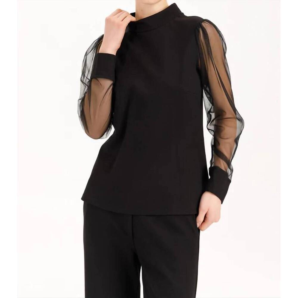 NEW ISLE BY MELIS KOZAN lenaya long sleeve top in black